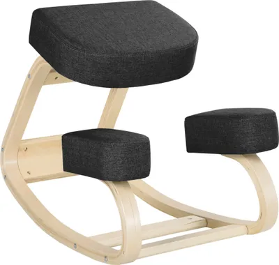 Image de Vinsetto, tabouret ergonomique pour genoux en bois de bouleau avec coussin, dimensions 51x69x58 cm, couleur noire