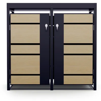 Zdjęcie produktu dla Blumfeldt Elegante 3er-Mülltonnenbox für 60/120/240 L Behälter - von oben & vorne Öffnend, mit Schloss & Schlüssel - Design & Sicherheit vereint in einer praktischen Mülltonnen-Box