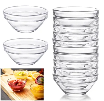 12er-Set Mini-Dipschalen aus Glas, 7,5 cm, 70 ml, stapelbar