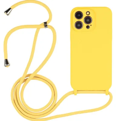 Produktbild von Mobigear Handylanyard für iPhone 14 Pro Max, Silikon-Handykette – Gelb