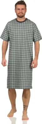 Obrázek produktu pro Pánská noční košile s krátkým rukávem v elegantním kostkovaném vzhledu - také v plusových velikostech - 112 111 90 502 ; tmavě šedá , 56