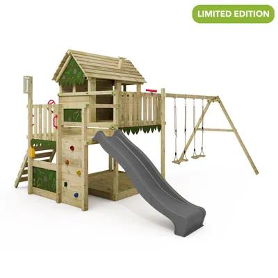 Produktbild von Stelzenhaus Fatmoose MightyMansion Move XXL mit Rutsche und Schaukel in Anthrazit