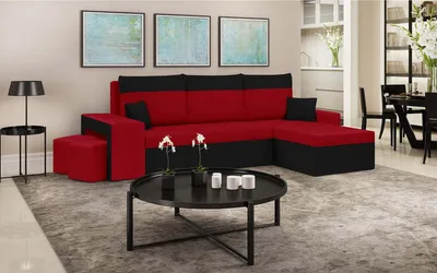 Produktbild von Ecksofa DAKOTA2 mit Schlaffunktion - Rot/Schwarz