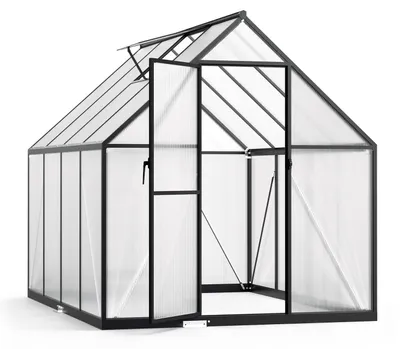 Zdjęcie produktu dla Szklarnia Vigevee, zimowy ogród wykonany z czarnej ramy aluminiowej, posiadająca , wymiary: 224 × 170 × 195 cm