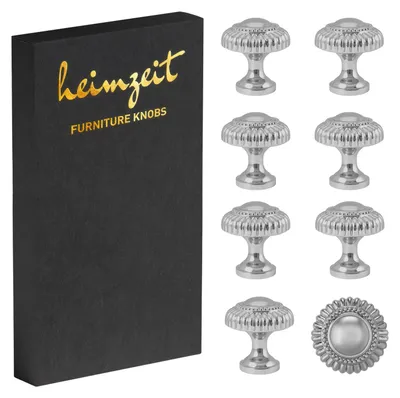 Produktbild von 8x Möbelknöpfe Silber Schrankknöpfe Metall Möbelgriff Schubladenknopf Türknauf