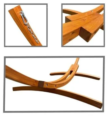 Obrázek produktu pro Houpací síť s dřevěnou konstrukcí, rozměry 320 x 100 x 120 cm
