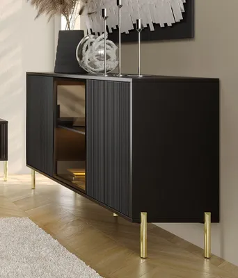 Produktbild von Kommode OSLO 154cm - Sideboard Mehrzweckschrank (Schwarz)