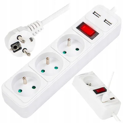 Obrázek produktu pro Hitelo Prodlužovací kabel 3 zásuvky 1.5m 2x USB vypínač
