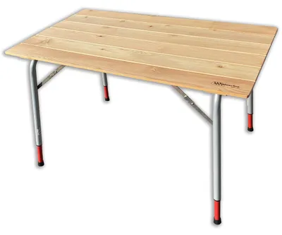 Produktbild von Campingtisch mit verstellbaren Beinen und Tischplatte aus Lärche, 100x60 cm