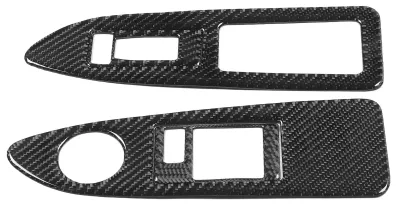 Image de Lot de 4 enjoliveurs de commutateurs de vitres et de panneaux deen fibre de carbone, adaptés à la Dodge Challenger 2008-2014 (conduite à gauche)