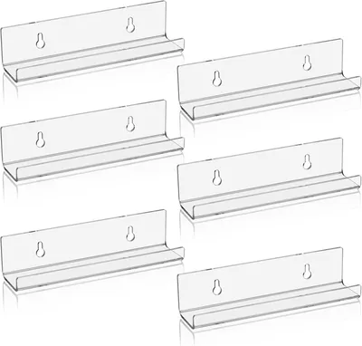 Imagen del producto de Soportes para discos de vinilo de acrílico, 6 unidades, transparentes, para montaje en pared