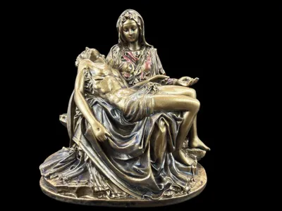 Produktbild von Kleine Pietà – Kreuzabnahme – Dekofigur in Bronzeoptik, handbemalt, 7 cm × 4 cm × 7.5 cm, Modell WU78466AP