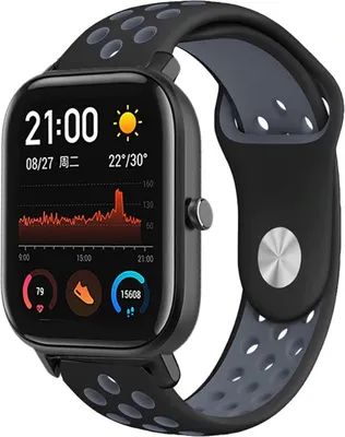 Produktbild von Strap-it Xiaomi Amazfit GTS Sportarmband (Schwarz / Grau)