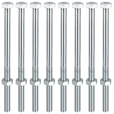 Productafbeelding van 8 stuks M10x180 zeskantbouten en moeren set