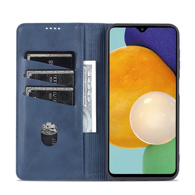 Produktbild von Galaxy A13 4G Leder Hülle, Klapphüllen Brieftasche Magnetverschluss Ständer Schutzhülle für Samsung Galaxy A13 4G Blau