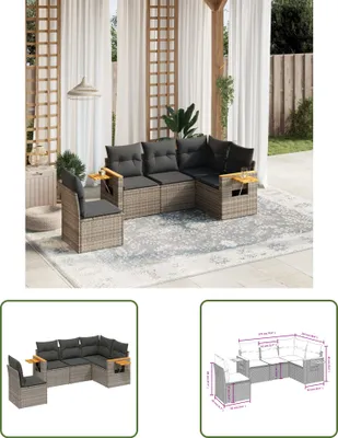 Produktbild von The Living Store 5-tlg. Garten-Sofagarnitur mit Kissen Grau Poly Rattan