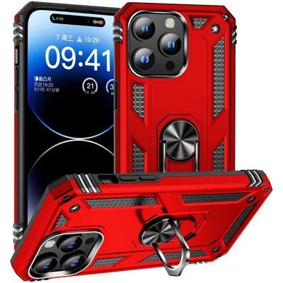 Produktbild von Mobigear Armor Ring iPhone 16 Pro Max Hülle Hardcase Backcover Stoßfest mit Ringhalter - Rot