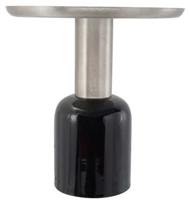Immagine prodotto di Tavolino laterale Padiro, forma circolare, diametro 49,5 x 52 cm - Nero/Argento - design moderno, stile Art Déco elegante - ferro battuto - realizzato a mano