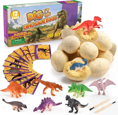 Image de Kit de fouilles de dinosaures, pour les enfants de 4 à 10 ans, comprenant 6 œufs, idéal pour la découverte