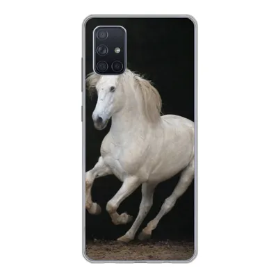 Produktbild von MuchoWow® Handyhülle Schutzhülle Hülle für Samsung Galaxy A71 Pferde - Schwarz - Porträt Silikon Softcase Handy Hülle - Kartenbesitzer
