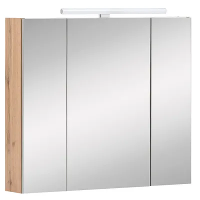 Obrázok produktu pre Zrkadlová skrinka s osvetlením Möbelpartner Karla 80 x 16 x 75 cm dub svetlý