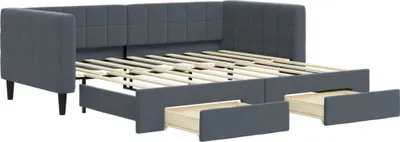 Image de vidaXL Lit de jour extensible avec tiroirs gris foncé 90x190 cm velours