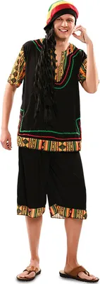 Reggae Kostüm Jamaika Bob für Herren Gr. M/L schwarz bunt Fasching Jamaika Andere Länder Beachparty Fasching Karneval Mottoparty