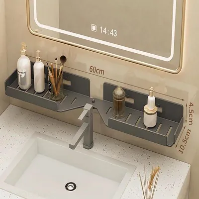 Produktbild von Unyqoos® Eckregal ohne Bohren – platzsparende L‑Eckablage aus Metall für Bad & Küche, mit Wasserablauf und Schnellverschluss