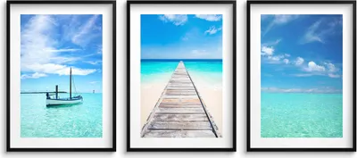 Immagine prodotto di Poster per la parete del soggiorno Spiaggia di sabbia Molo Azzurro Oceano 3x50x70