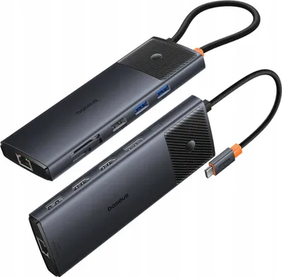 Image de Hub Usb 11W1 Baseus Metal Gleam Series Ii Usb-A/Usb-C Pd/Hdmi/Dp/Rj45/Sd/Tf - Czarny
