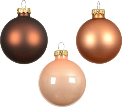 Produktbild von Weihnachtskugeln Glas 6cm x 20 Stück - Braun / Orange Mix