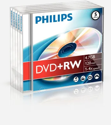 Immagine prodotto di Philips DW4S4J05F - 5 x DVD+RW - 4.7 GB (120 Min.) 1x - 4x - Jewel Case (Schachtel)
