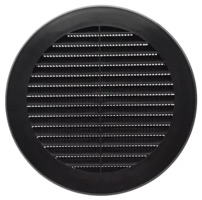 Produktbild von Ventilationsgitter, 150 mm Durchmesser, schwarz, PVC – Lüftungsabdeckung mit Insektenschutz – Rundes Kunststoff-Luftzufuhrsystemelement
