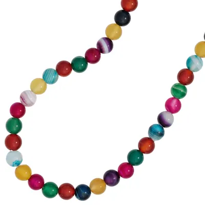 Produktbild von 6mm Edelstein Kette Halskette Collier Achate Kugel bunt endlos Kinder 38cm