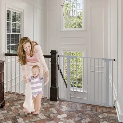 Produktbild von Treppenschutzgitter für Babys Berrin 75-103 cm, Comomy Türschutzgitter, Absperrgitter für Haustiere,Ohne Bohren, Weiß