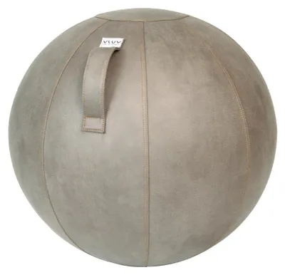 Image de Vluv Veel balle-siège en similicuir diamètre 60-65cm boue / gris clair