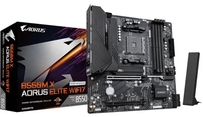 Zdjęcie produktu dla GIGABYTE B550M X AORUS ELITE WIFI7, AMD, Socket AM4, AMD Ryzen 5000 Series, AMD Ryzen 4000 Series, AMD Ryzen 3000 Series, Socket AM4, DDR4-SDRAM, 128 GB
