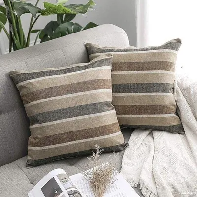 Produktbild von Famanu Kissenbezüge Set 2 Stück - Linnenlook, 40 x 40 cm, kaffeebraun
