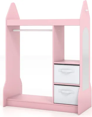 Obrázek produktu pro Dětská šatní skříň se zrcadlem - růžová, 107 cm