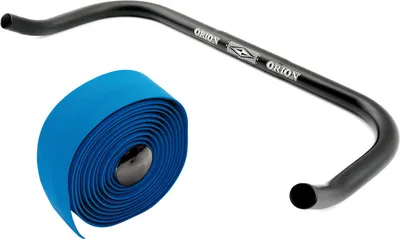 Produktbild von Bullhorn Fixie Singlespeed Lenker [Schwarz 400 mm] mit Lenkerband Blau