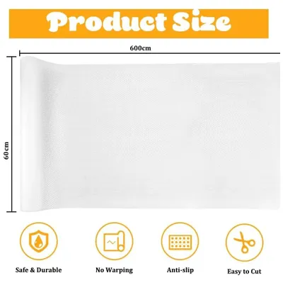 Image de Insert pour tiroirs et étagères - Tapis antidérapant pour armoires - En EVA - Sans colle - 60 x 600 cm - Pour cuisine, tiroirs et réfrigérateur