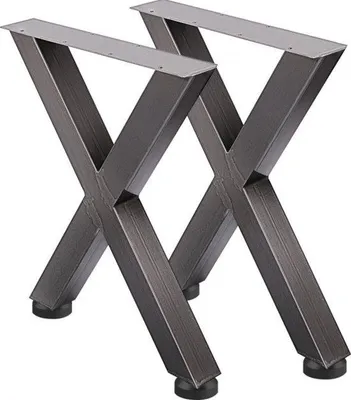 Image de Pieds de table industriels - 2 pièces - Capacité de charge de 1 000 kg - Pieds en X