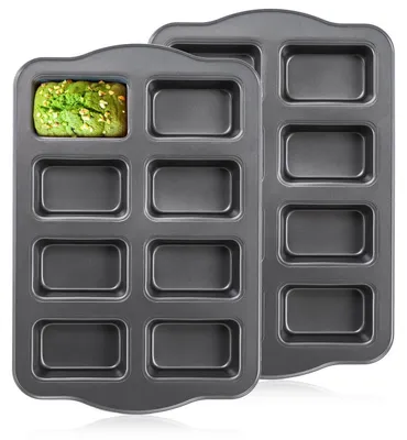Produktbild von Mini Kastenform 2 Stück für 8 Kuchen Antihaft Brownie Backform 36 x 24 cm