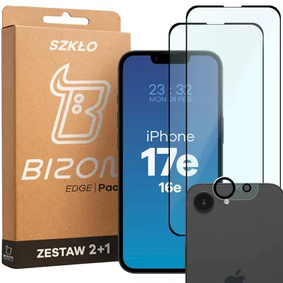 Produktbild von Bizon Edge 2 Pack 2x gehärtetes Glas + 1x Linsenschutz für Apple iPhone 16e