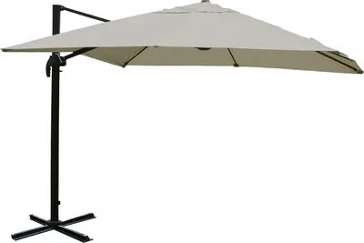 Produktbild von Gastronomie-Ampelschirm HWC-A96, 3,5x3,5m (Ø4,95m) Polyester Alu/Stahl 25kg creme-grau ohne Ständer, drehbar