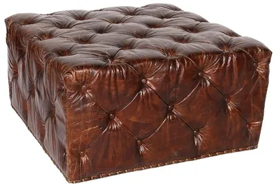 Produktbild von Casa Padrino Chesterfield Fußhocker aus Echtleder in Dunkelbraun 80 x 80 x H. 42 cm - Luxus Qualität