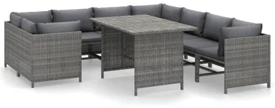 Immagine prodotto di vidaXL Set da giardino 9 pezzi con cuscini in polyrattan grigio