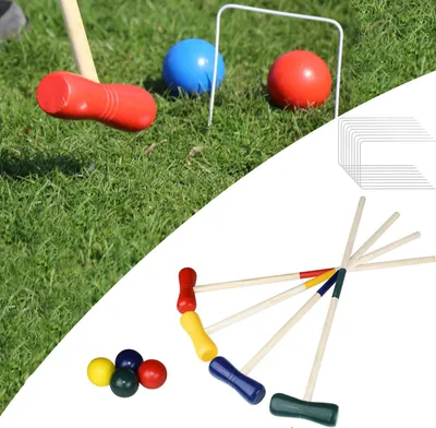 Produktbild von JOIEYOU Krocket Spiel Croquet Set Holz Crocket für 4 Spieler Gartenspiele Holzspiele Krocketspiel Outdoor Spiele Erwachsene Kinder Spielspaß
