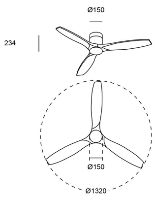 Image de Forlight - Ventilateur de plafond Stem Evo, diamètre 1320 mm, moteur DC silencieux, 30W + 20W LED, LED intégrées, température de couleur réglable (CCT) : 3000K - 4000K - 5000K, variateur intégré, couleur noire, pales noires