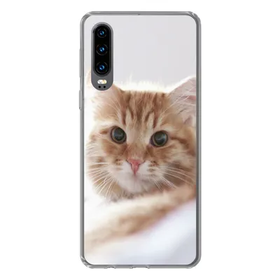 Produktbild von MuchoWow® Handyhülle Schutzhülle Hülle für Huawei P30 Katze - Rot - Bett - Mädchen - Kinder - Jungen Silikon Softcase Handy Hülle - Kartenbesitzer